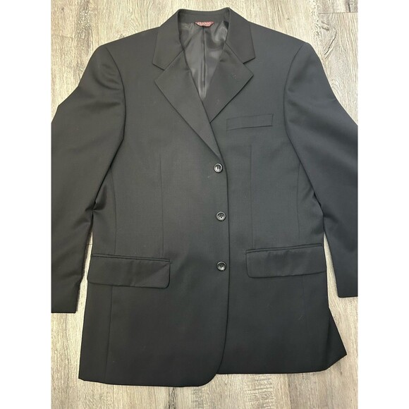 Cianni Cellini Men's 100% Wool Black Suit Set 2 Piece Jacket Sz 40S Pants Sz 34S - Picture 4 of 16